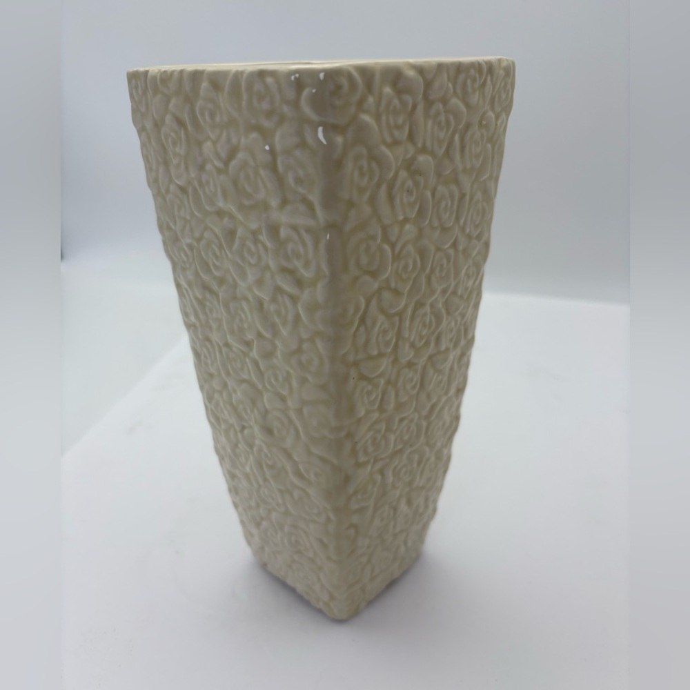 Tall Cream Flower-Embossed Planter or Vase -Heavy - Picture 3 of 14